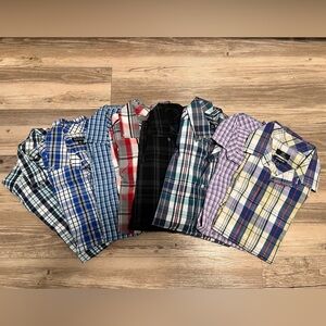 8 George Men's Plaid Button-Down short sleeve polo Shirts - Multi Color Pack